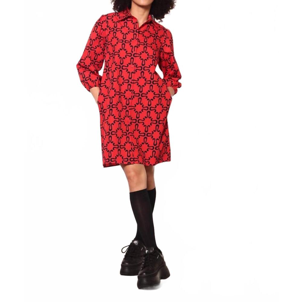 NEW MAUDE VIVANTE ava mini dress in red/black